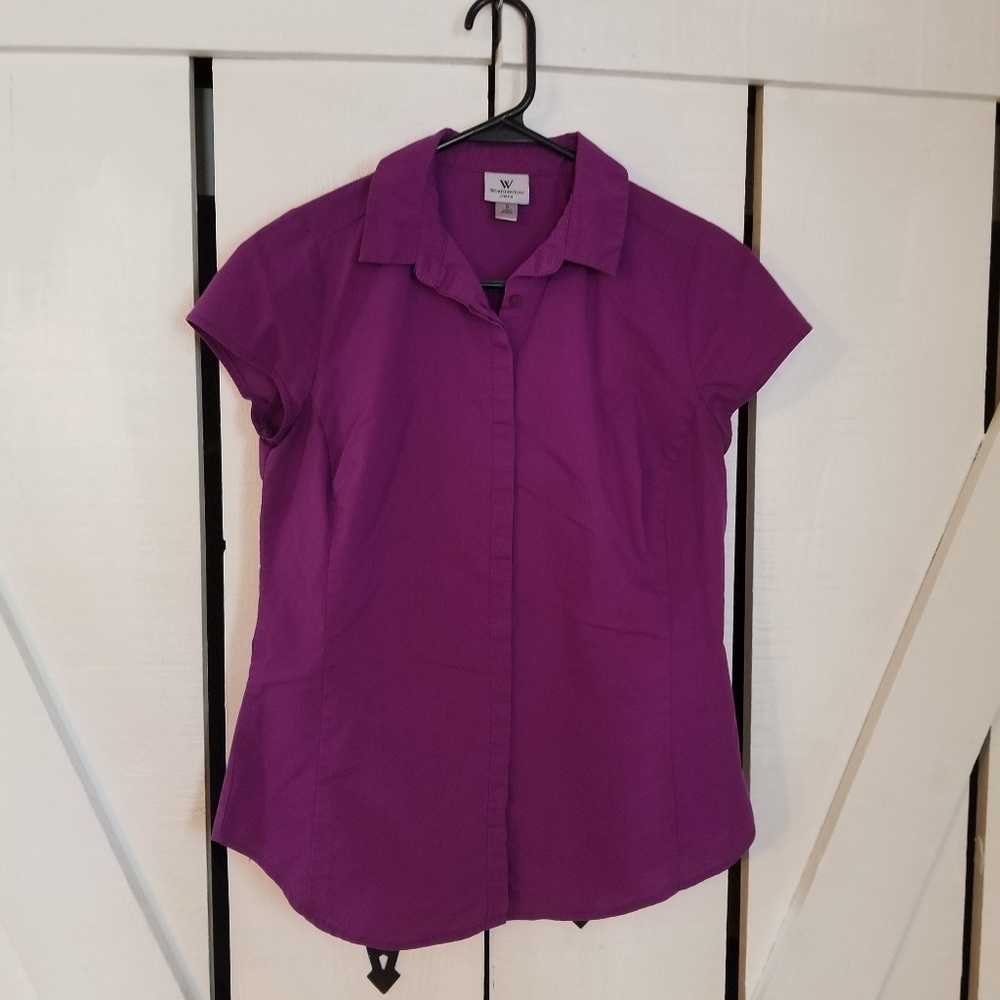 Worthington Purple Collared Short Slv Button Dwn-S